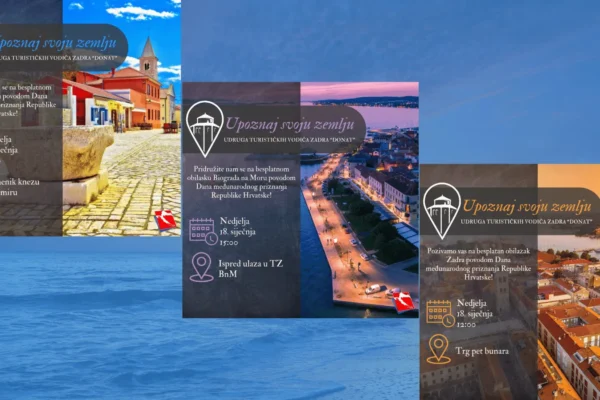 Licencirani vodiči vode besplatna razgledavanja Zadra, Nina i Biograda u sklopu projekta „Upoznaj svoju zemlju”