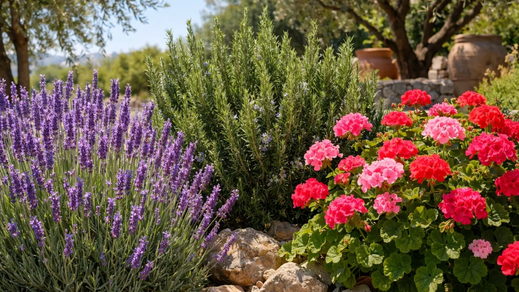 Biljke koje vole sunce poput lavande i ružmarina na punom svjetlu