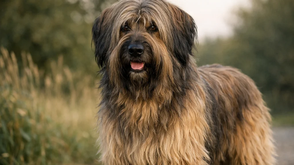 Briard pas s dugom dlakom i inteligentnim pogledom