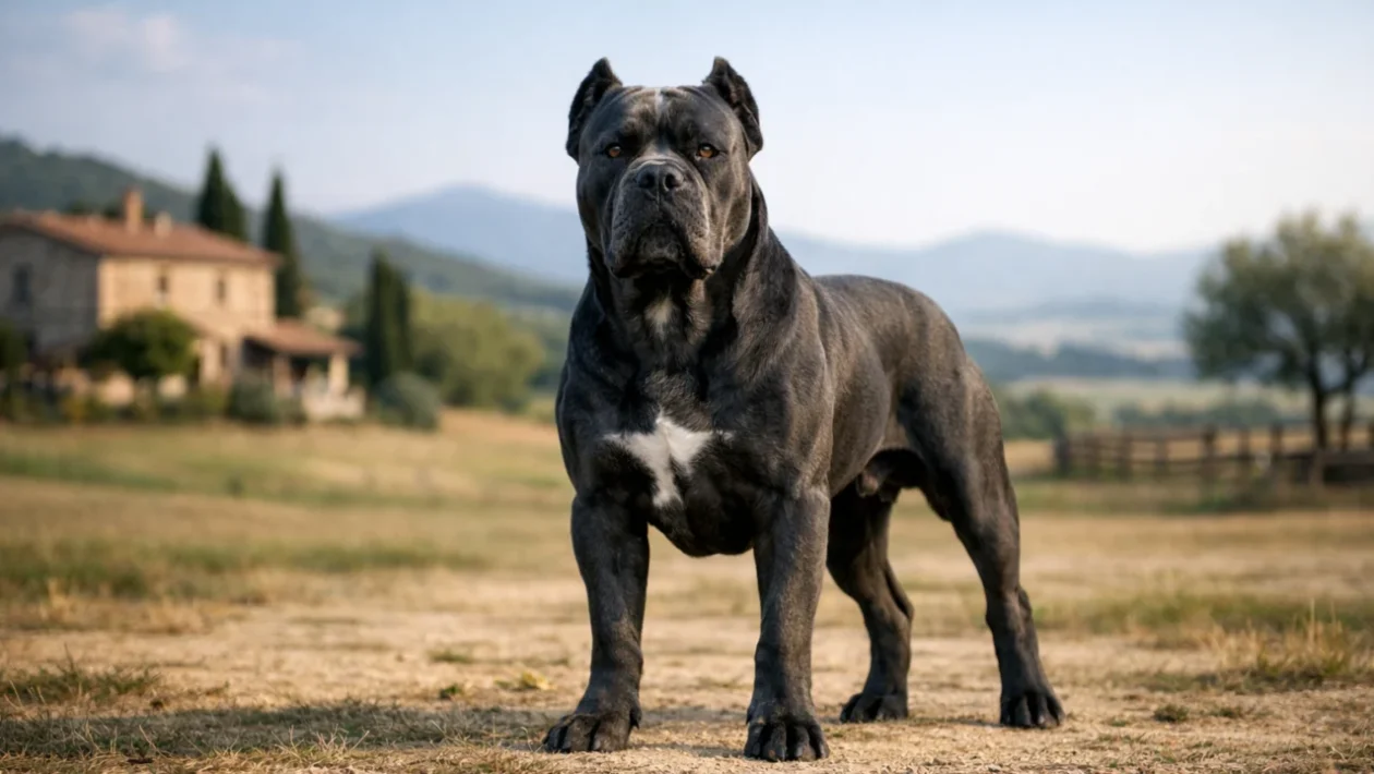 Cane corso snažan i stabilan pas čuvar u prirodnom okruženju
