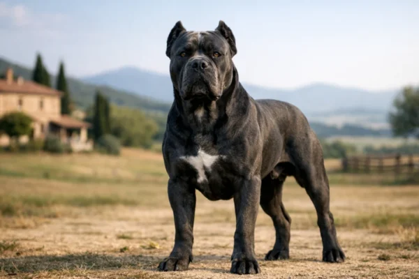 Cane corso snažan i stabilan pas čuvar u prirodnom okruženju