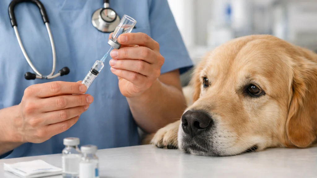 Priprema cjepiva za psa u veterinarskoj ambulanti