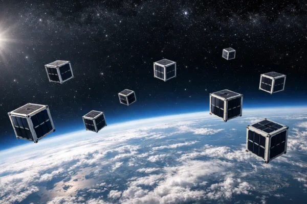 Cubesat sateliti u niskoj Zemljinoj orbiti iznad planeta Zemlje