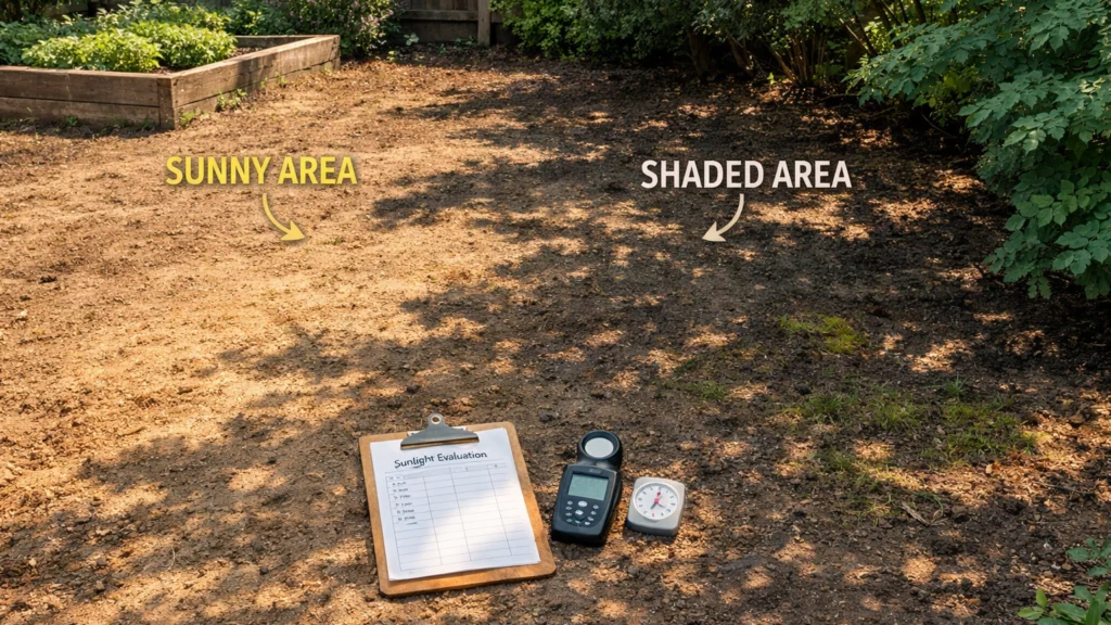 Analiza sunčeve svjetlosti i prostora za budući cvjetnjak