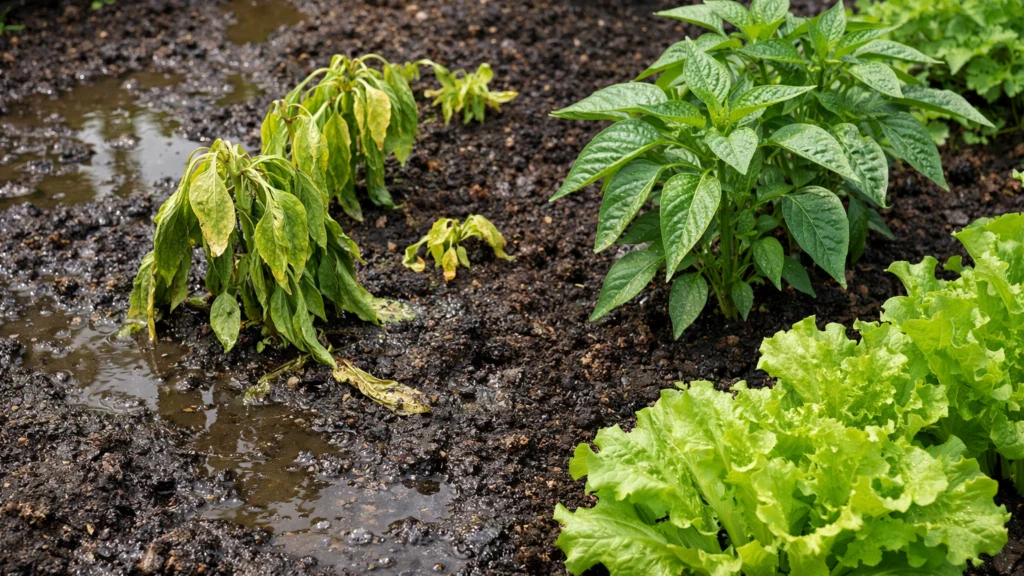 Primjer prekomjernog zalijevanja cvjetnjaka i njegovih posljedica