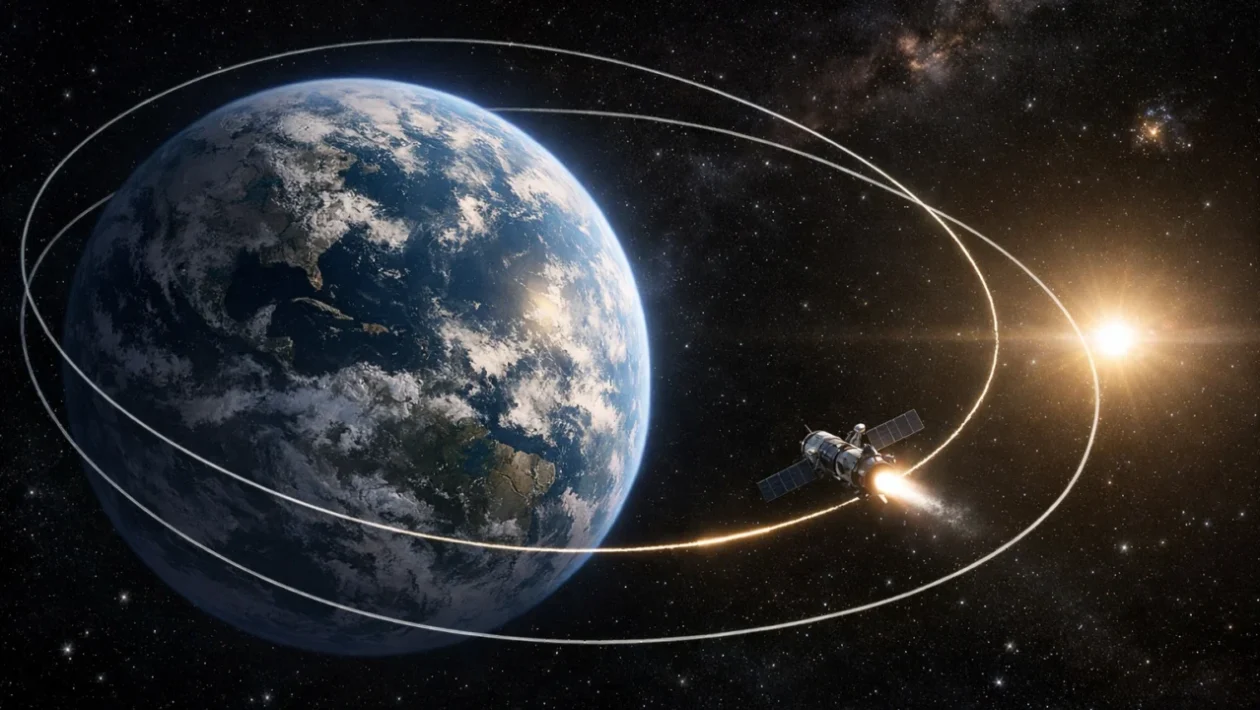 Hohmannov transfer u orbiti oko Zemlje – prikaz prijelaza letjelice između dvije orbite