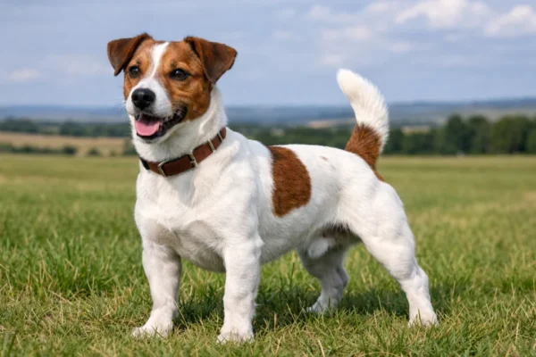 Jack Russell terijer u prirodi, energičan i budan pas karakteristične građe