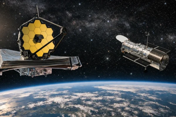 James Webb i Hubble svemirski teleskopi u usporedbi u orbiti Zemlje