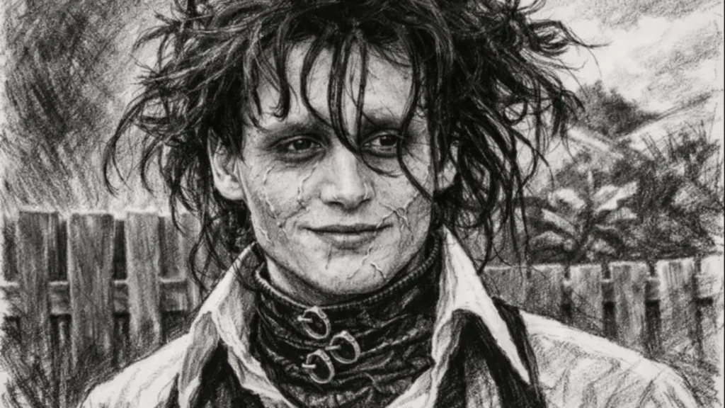 Johnny Depp u ulozi, prikazan u ugalj stilu