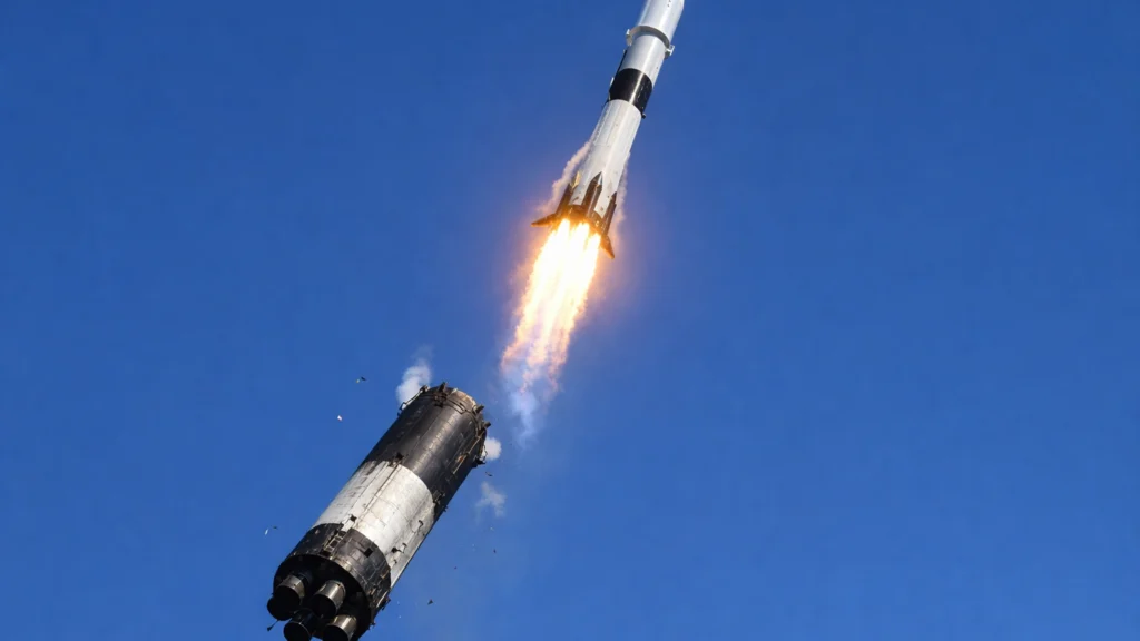 Odvajanje stupnjeva rakete tijekom leta prema orbiti