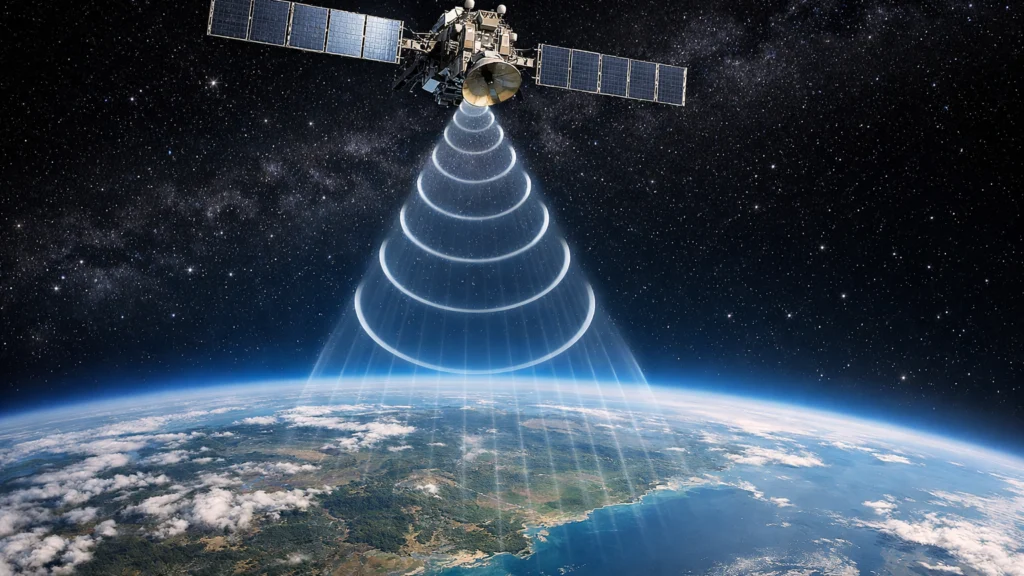 Slanje GPS signala sa satelita prema Zemlji