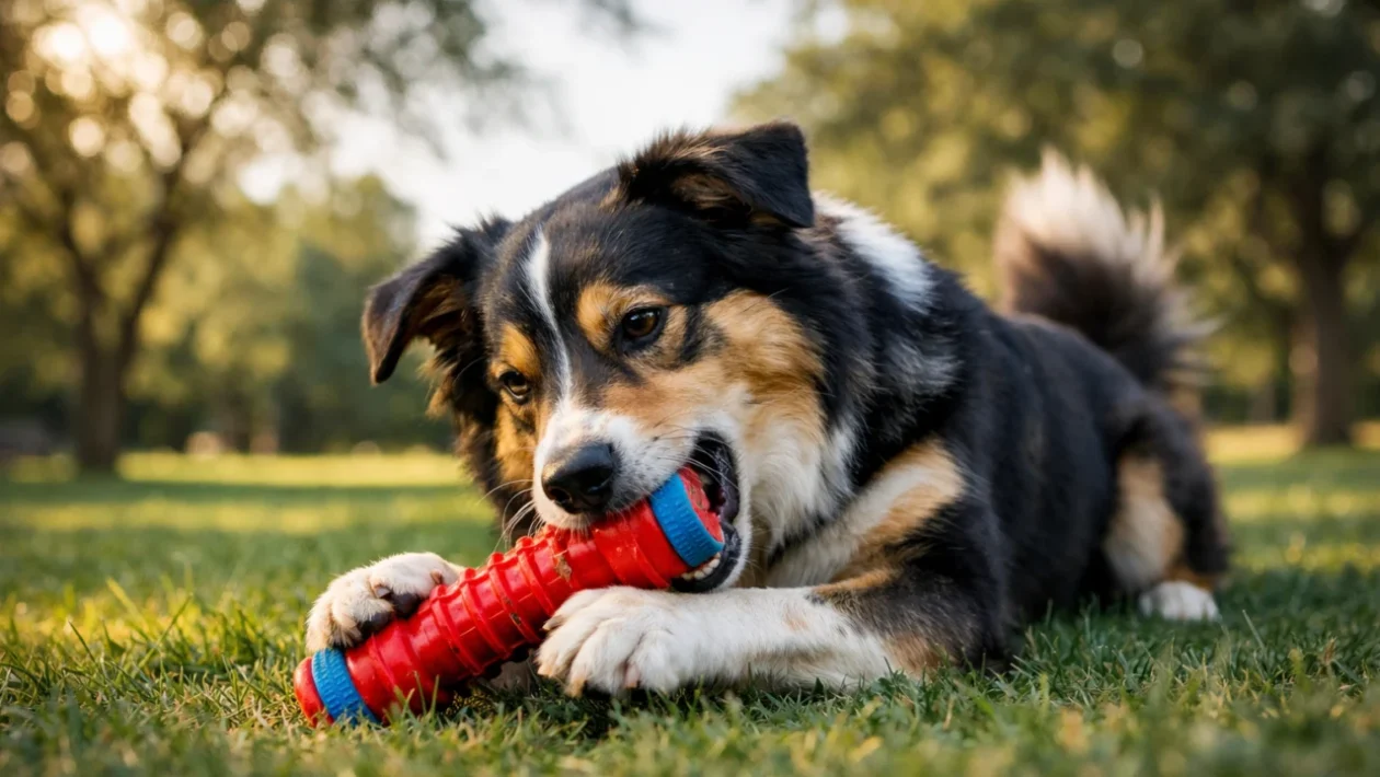 Sretan pas koji se igra s igračkom u prirodi – kako izabrati pravu igračku za psa