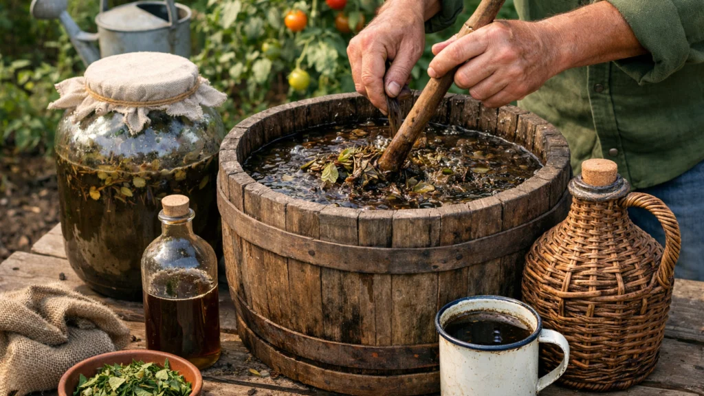 Fermentirano biljno gnojivo pripremljeno u kućnim uvjetima