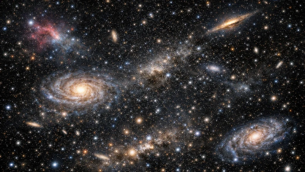 Pogled u duboki svemir koji uvodi temu galaktičkih crvotočina