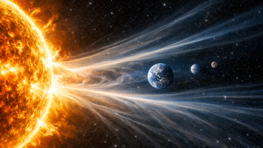 Sunčev vjetar i tok nabijenih čestica kroz svemir