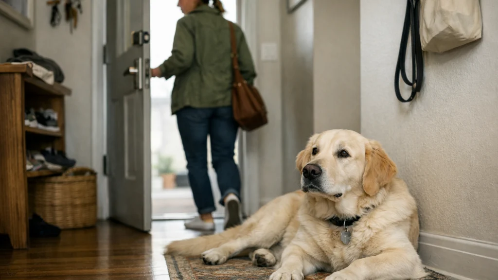 Vlasnik mirno odlazi dok pas ostaje smiren kod kuće
