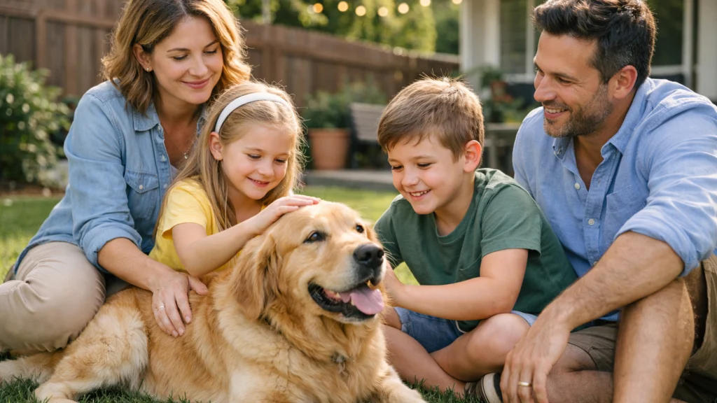 Obitelj s djecom i pas prilagođen obiteljskom životu