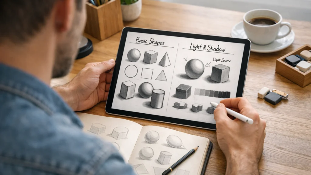 Učenje osnovnih principa digitalnog crtanja poput linije i volumena