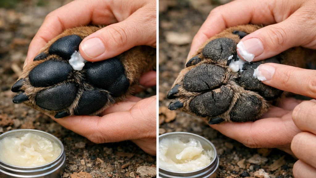 Njega i zaštita psećih jastučića balzamom protiv pucanja