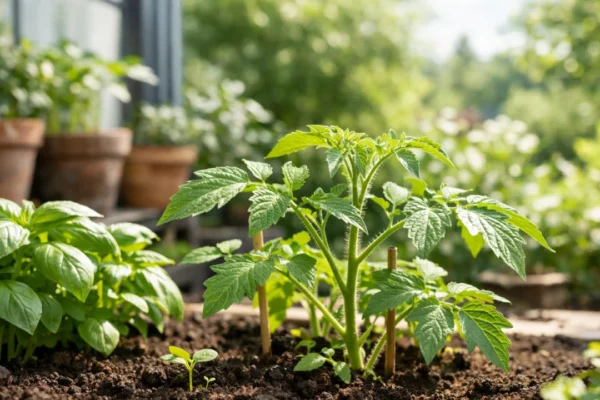 Zdrava biljka s bujnim zelenim listovima u prirodnom okruženju