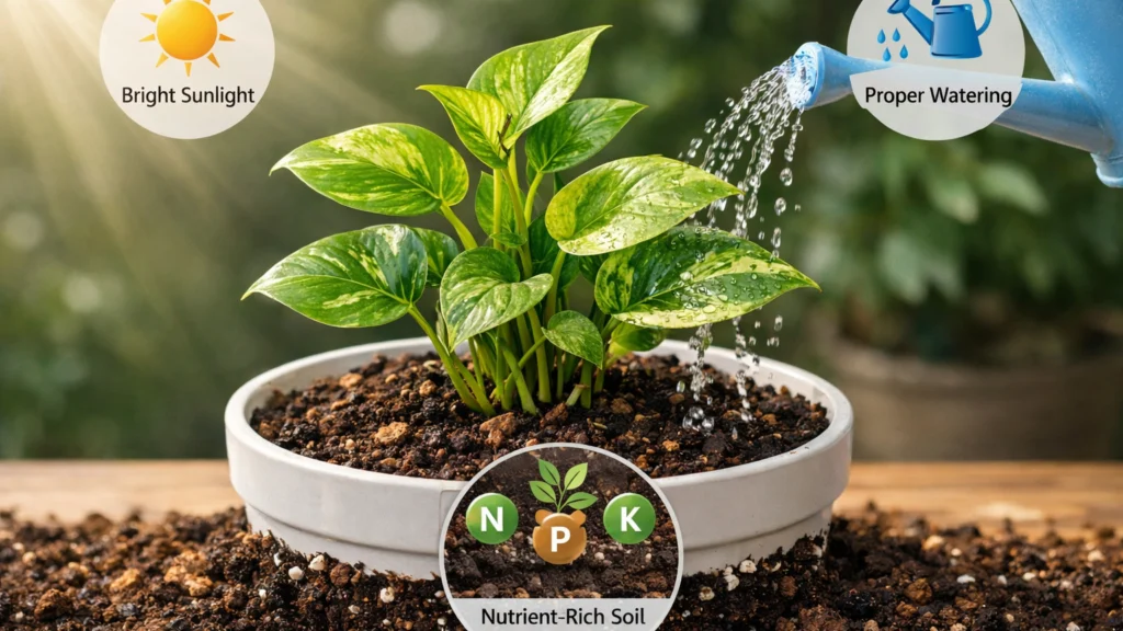 Biljka u idealnim uvjetima svjetla, vode i tla