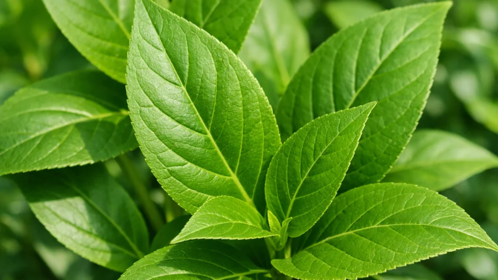 Zdravi listovi biljke s ujednačenom bojom i čvrstom strukturom