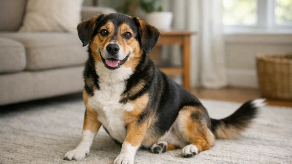 Opušten pas s mekanim pokretima i laganim mahanjem repa