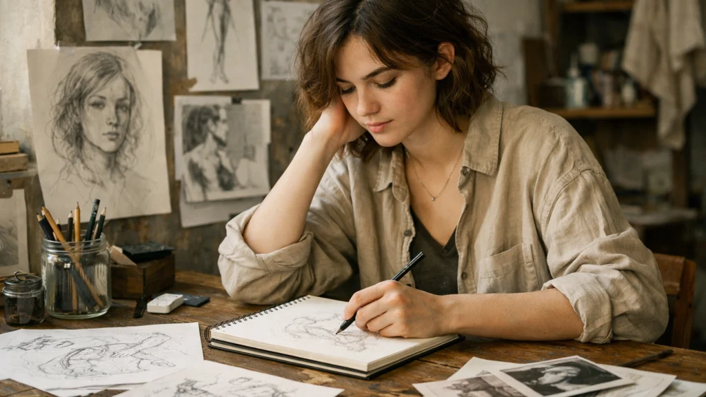 Umjetnik na početku traženja vlastitog stila crtanja