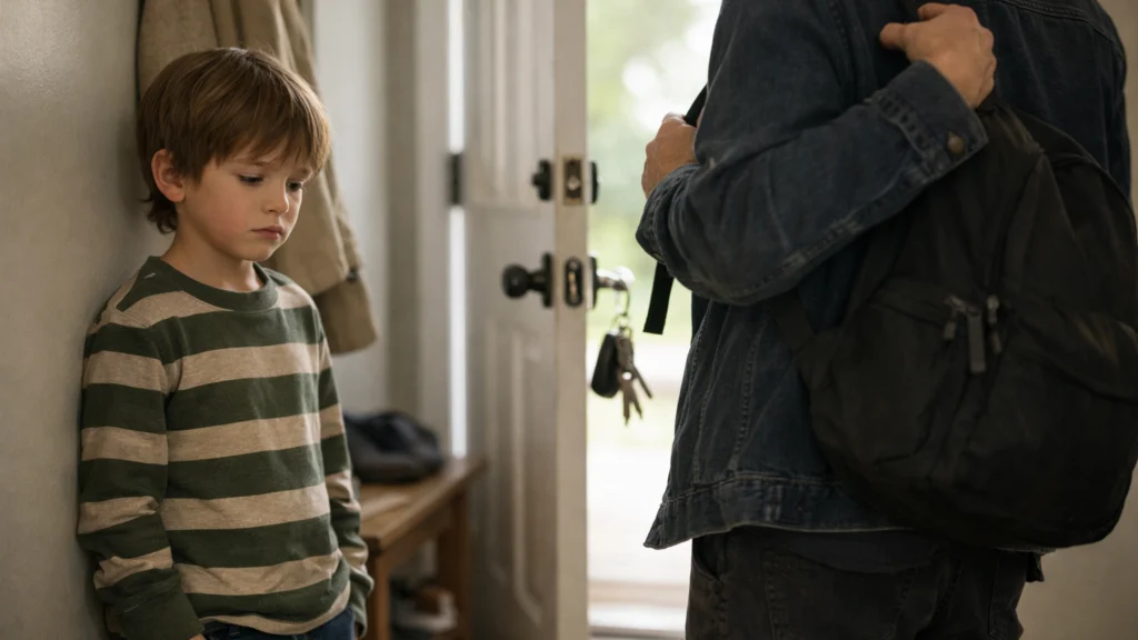 Dijete pokazuje strah od odvajanja dok roditelj izlazi iz kuće