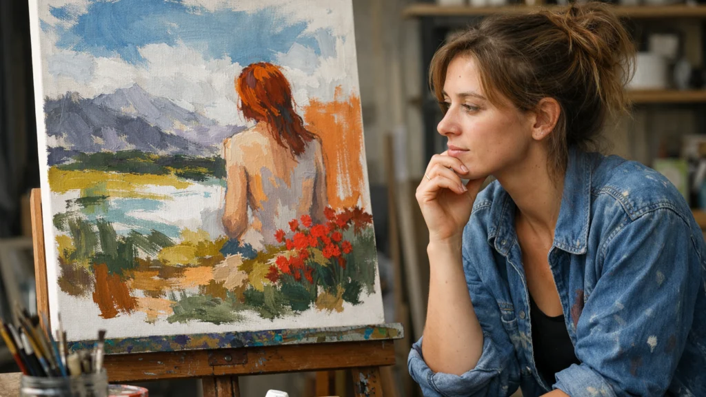 Nedovršena slika akrilnim bojama u fazi frustracije