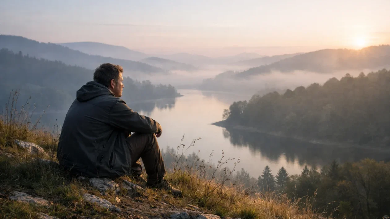 Osoba u mirnom okruženju simbolizira smanjenje unutarnjeg nemira i povratak ravnoteže