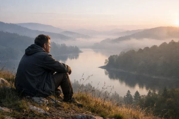 Osoba u mirnom okruženju simbolizira smanjenje unutarnjeg nemira i povratak ravnoteže