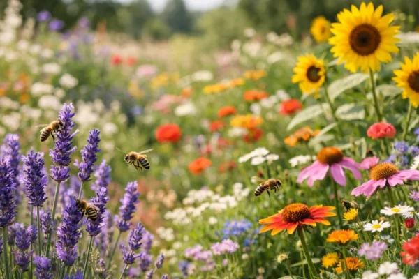 Vrt pun cvijeća koji privlači pčele i druge oprašivače tijekom ljeta