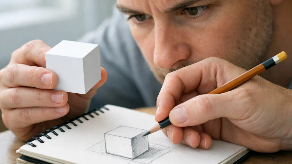 Početnik uči promatrati objekt i prenositi ga na papir crtanjem