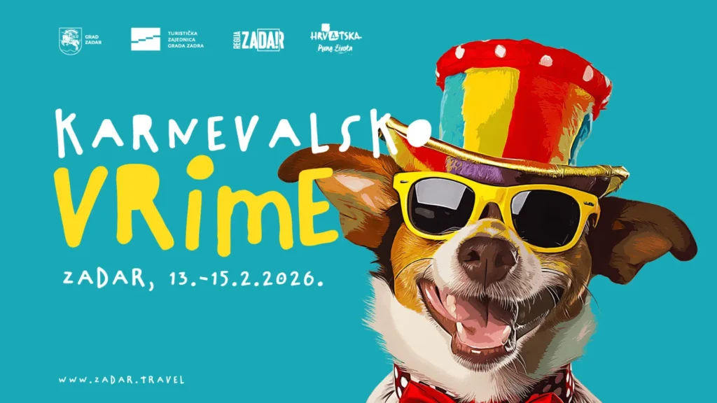 Karnevalsko vrime u Zadru s povorkom maski i glazbenim nastupom na Narodnom trgu