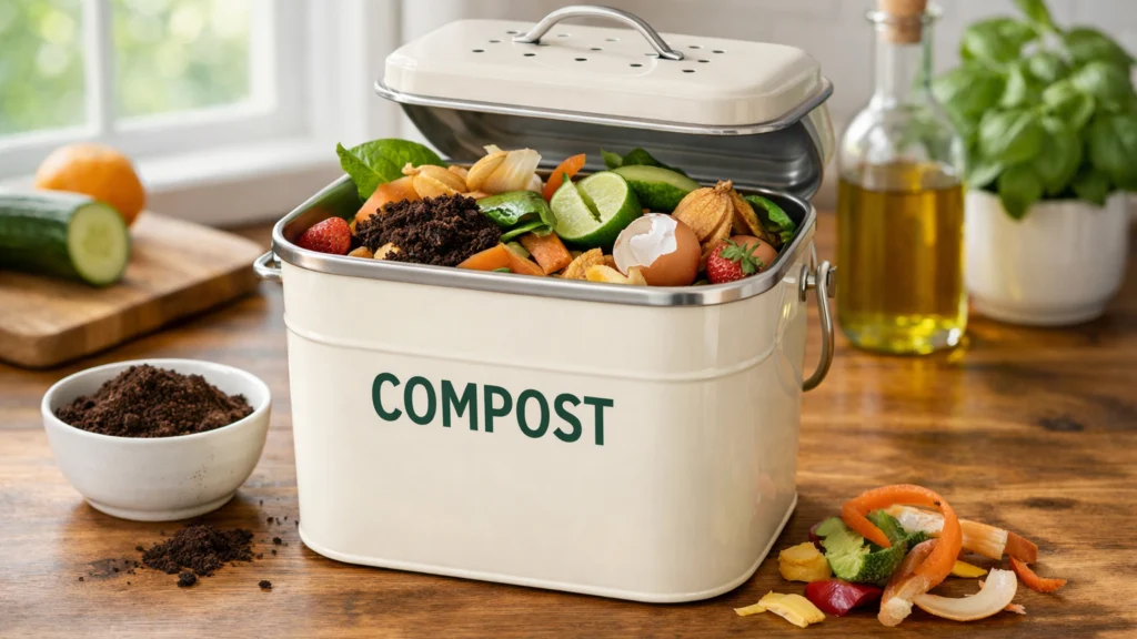 Kuhinjski biootpad spreman za kompostiranje