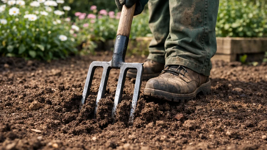 Prozračivanje tla pomoću vrtne vilice