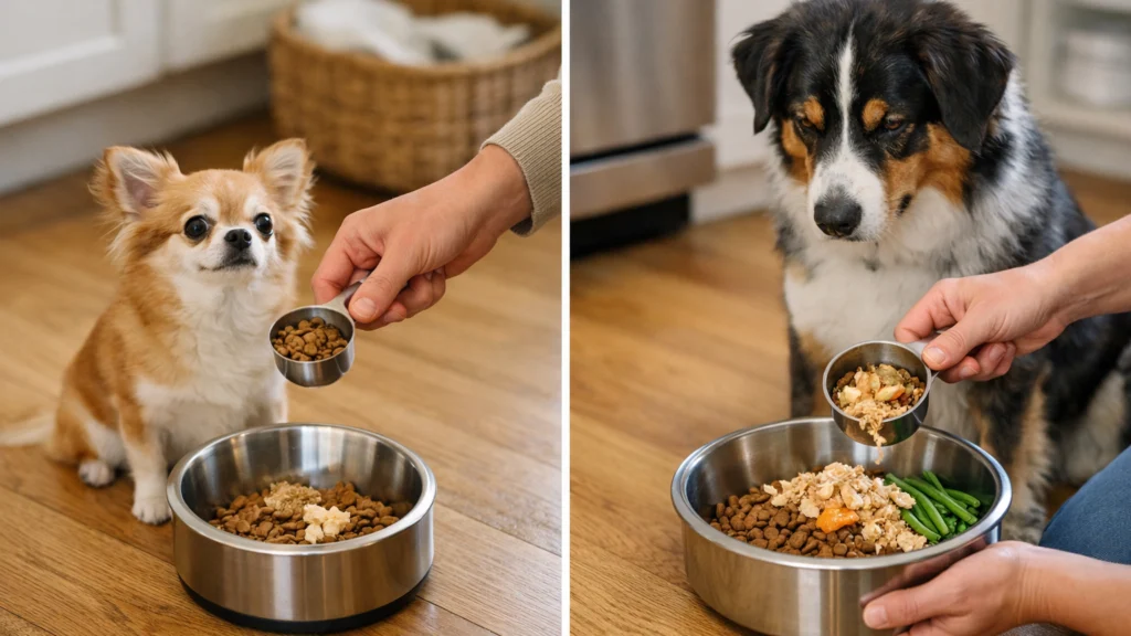 Primjeri hranjenja malog i srednjeg psa s pravilnim porcijama hrane