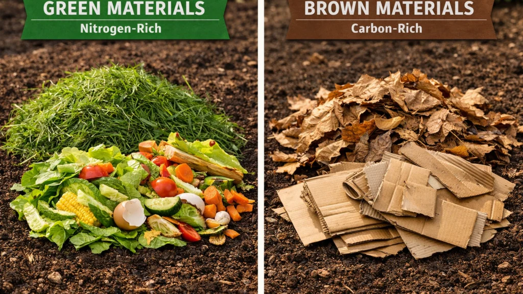 Zeleni i smeđi materijali potrebni za pravilno kompostiranje