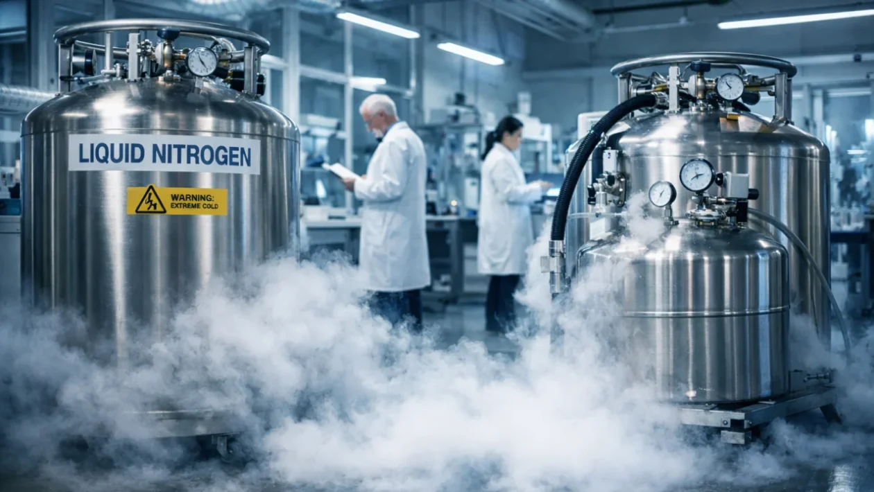 Kriogenika i hibernacija u modernom znanstvenom laboratoriju s kriogenim spremnicima