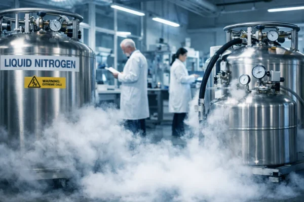 Kriogenika i hibernacija u modernom znanstvenom laboratoriju s kriogenim spremnicima