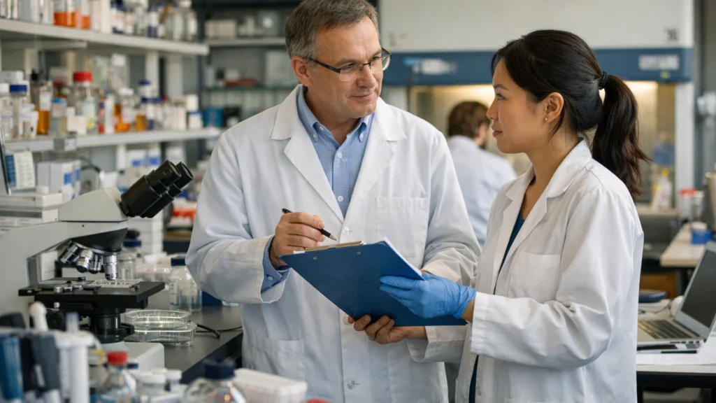 Znanstvenici u laboratoriju raspravljaju o istraživanjima kriogenike