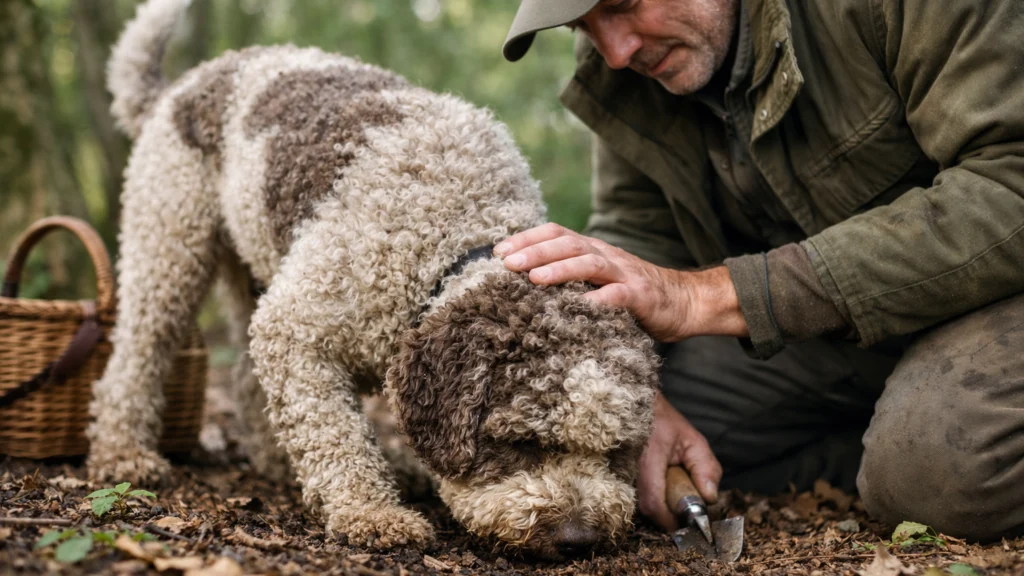 Lagotto romagnolo u praktičnom lovu na tartufe sa vodičem