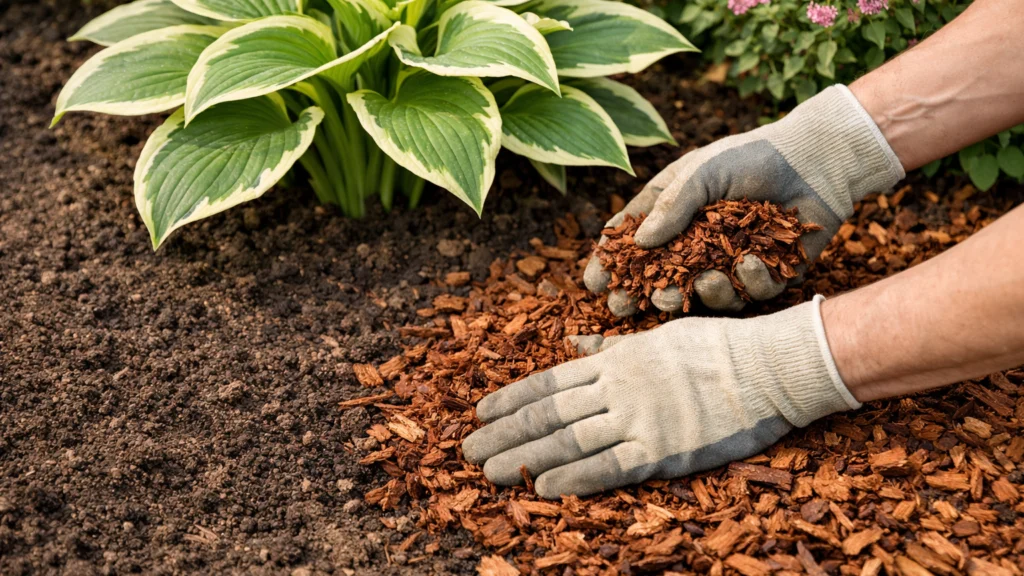 Pravilno postavljanje malča oko biljaka u vrtu
