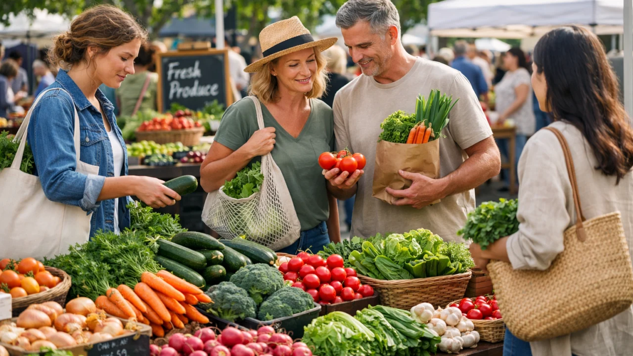 Kupnja lokalne hrane na tržnici kao održiva navika koja smanjuje ugljični otisak i podržava proizvođače