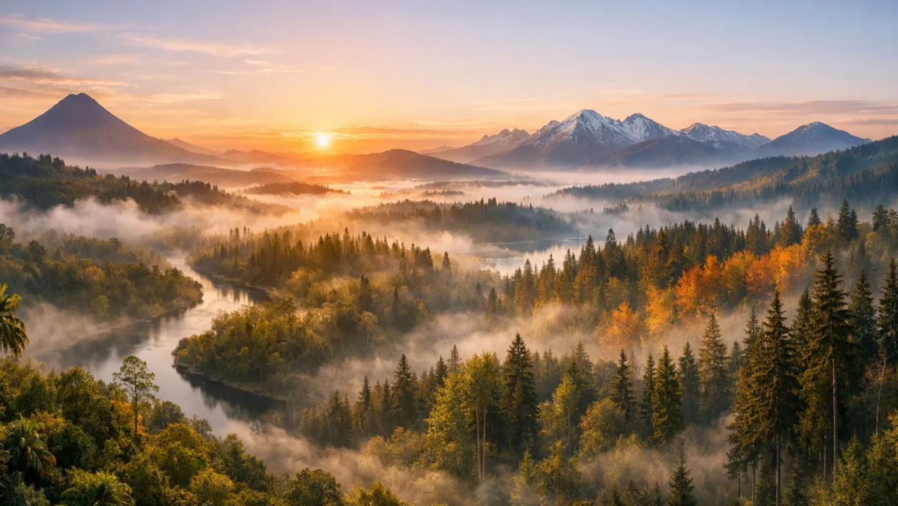 Široki pogled na šumske ekosustave svijeta koji simboliziraju važnost šuma za klimu i bioraznolikost
