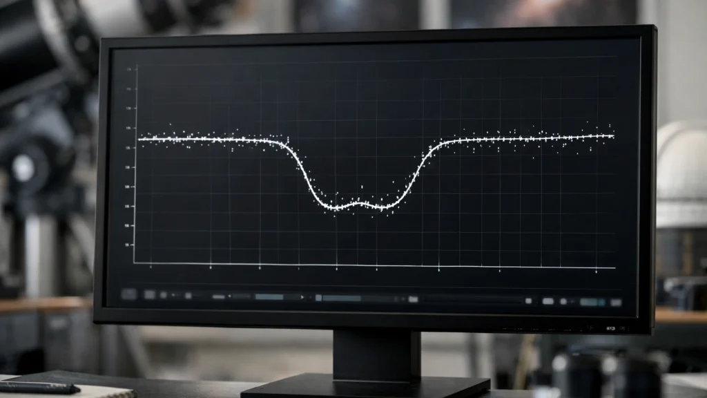 Svjetlosna krivulja zvijezde s vidljivim padom sjaja tijekom tranzita planeta