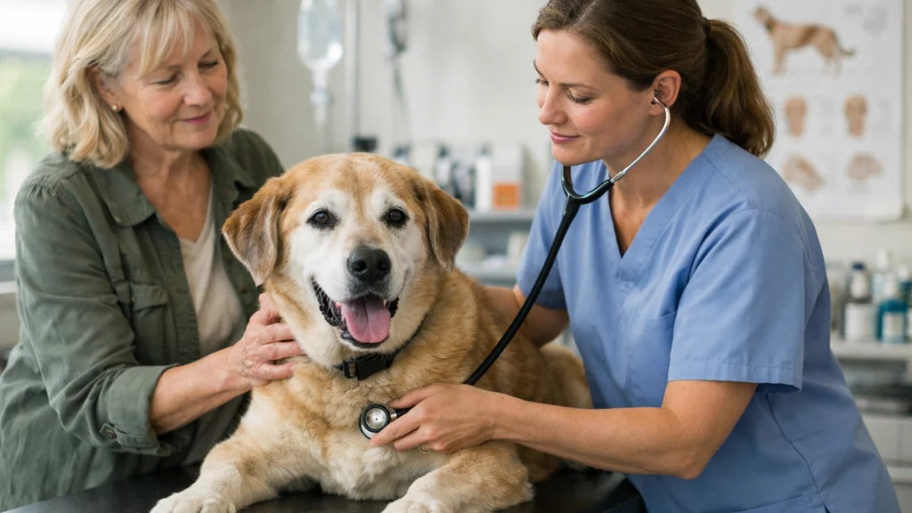 Redovni veterinarski pregled starijeg psa radi prevencije bolesti