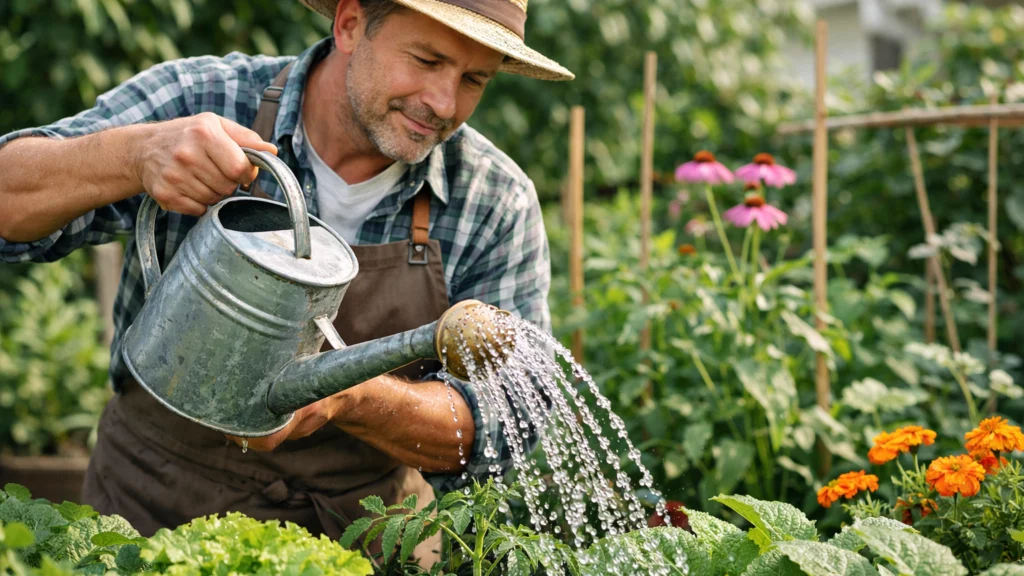Ručno zalijevanje vrta kao osnovni korak u navodnjavanju biljaka