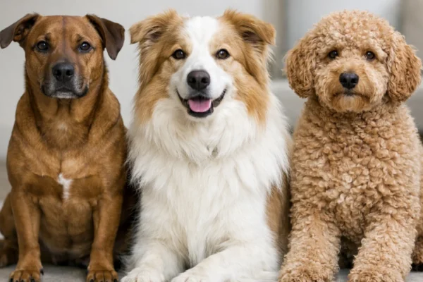 Različiti tipovi pseće dlake koji prikazuju kratko, dugo i kovrčavo krzno